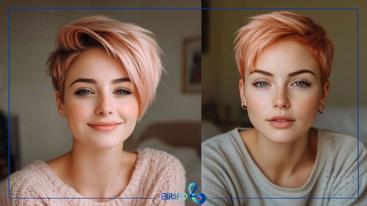 مدل موی کوتاه پیکسی تراشیده برای صورت گرد