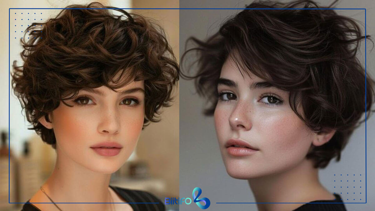 موی کوتاه باب موج‌دار برای صورت گرد