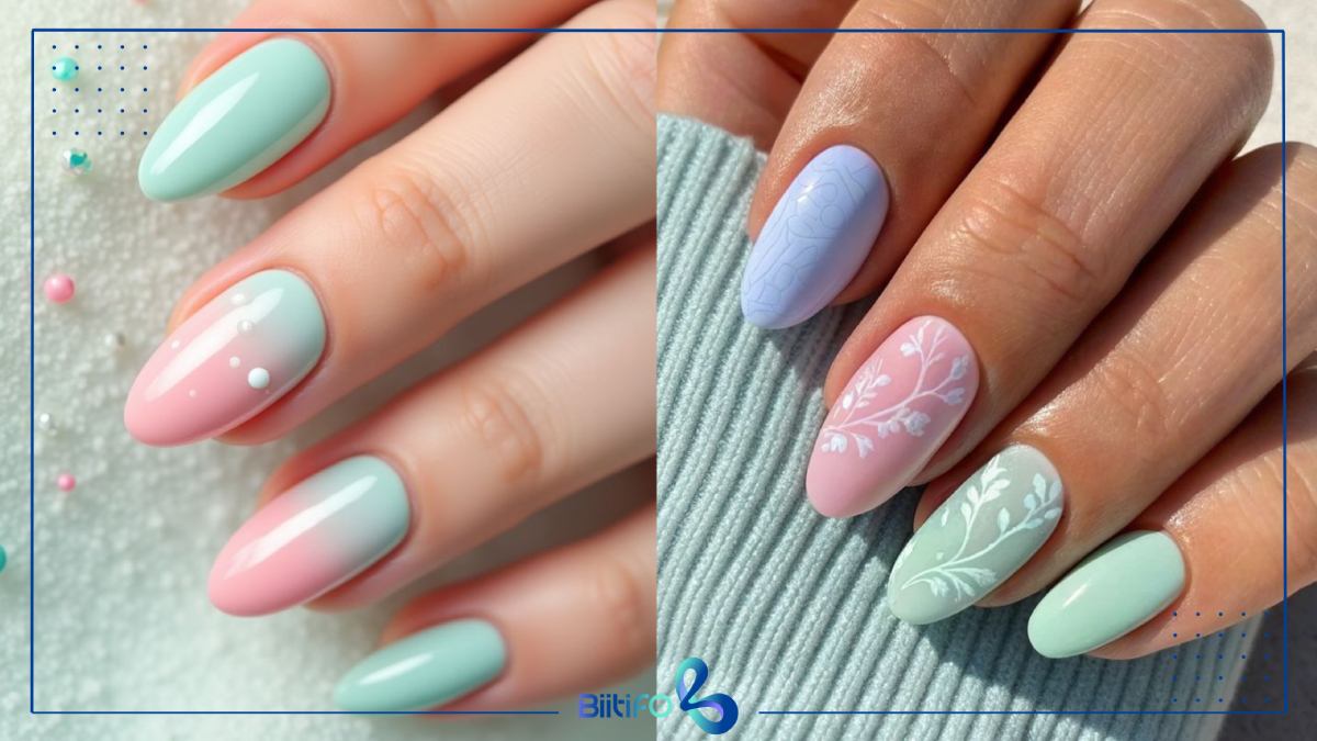 طراحی ناخن با رنگ‌های پاستلی