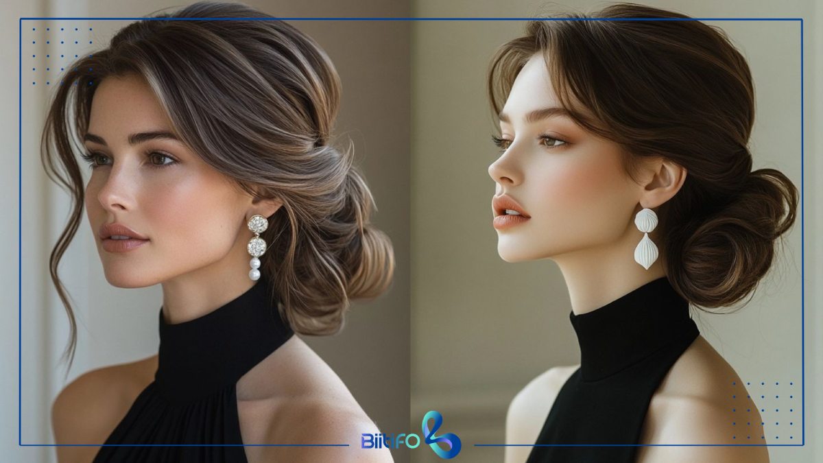 شینیون با یقه لباس بسته