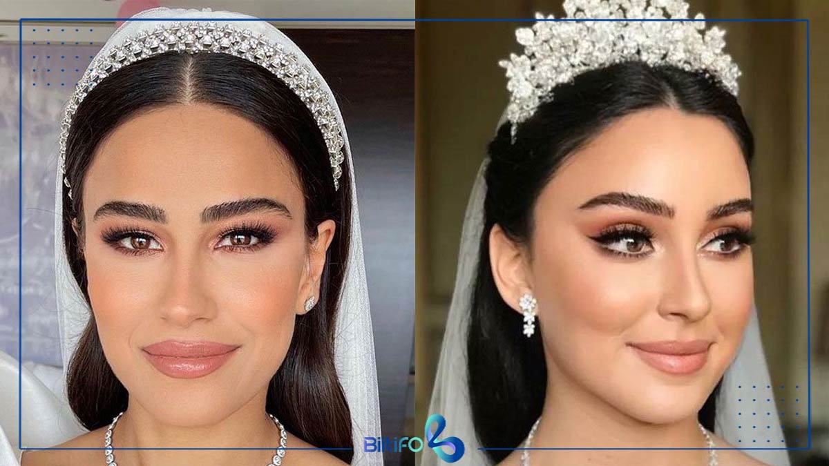 آرایش لایت عروس با مو مشکی