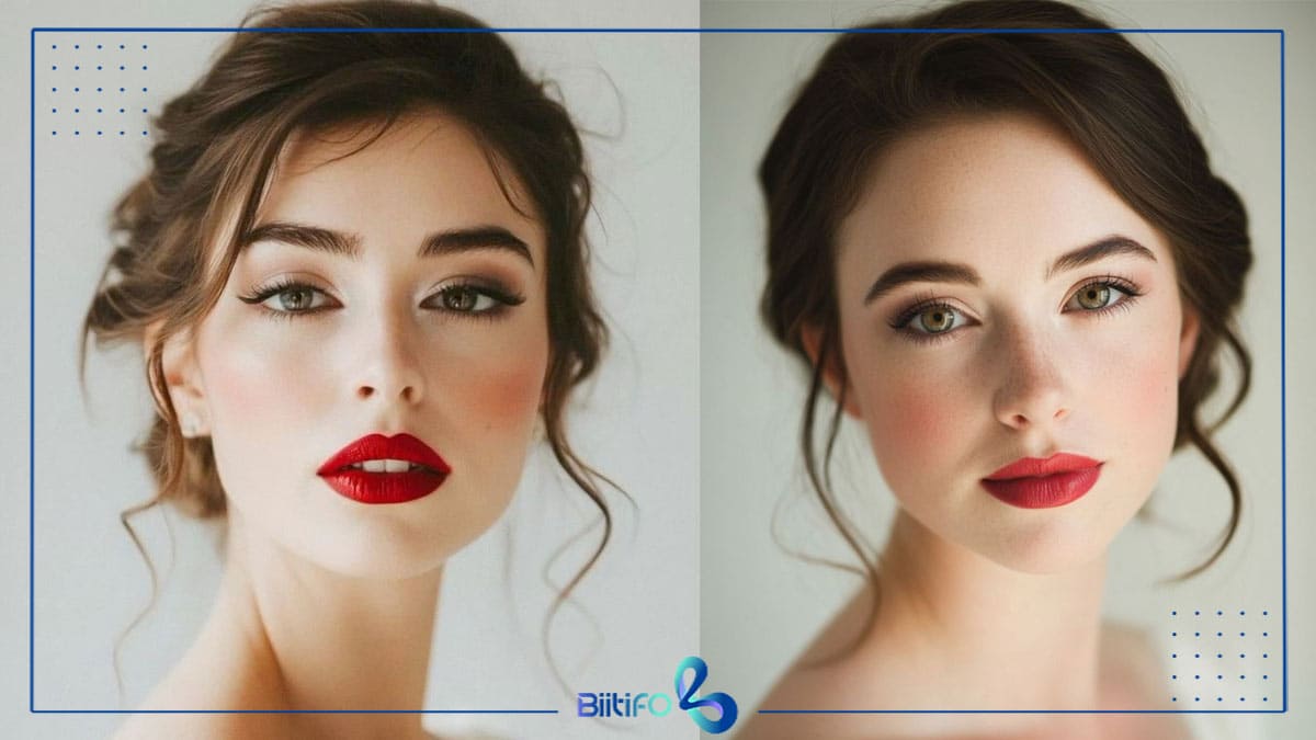 آرایش لایت برای عروس با رژ قرمز