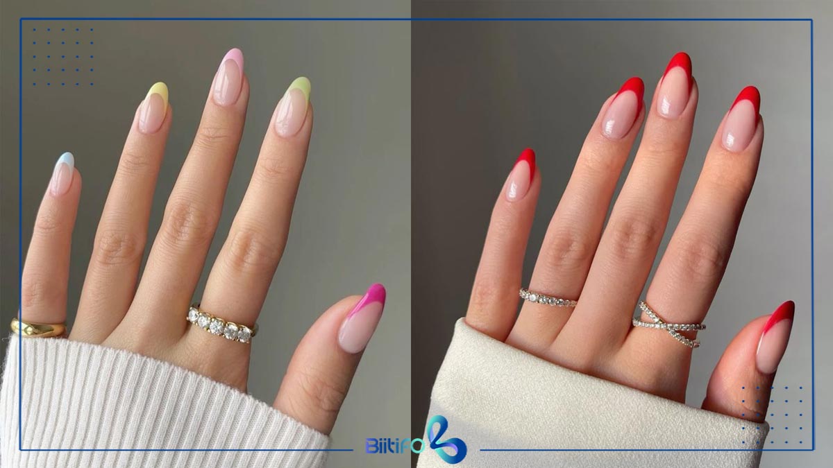 مدل ناخن فرنچ رنگی و قرمز