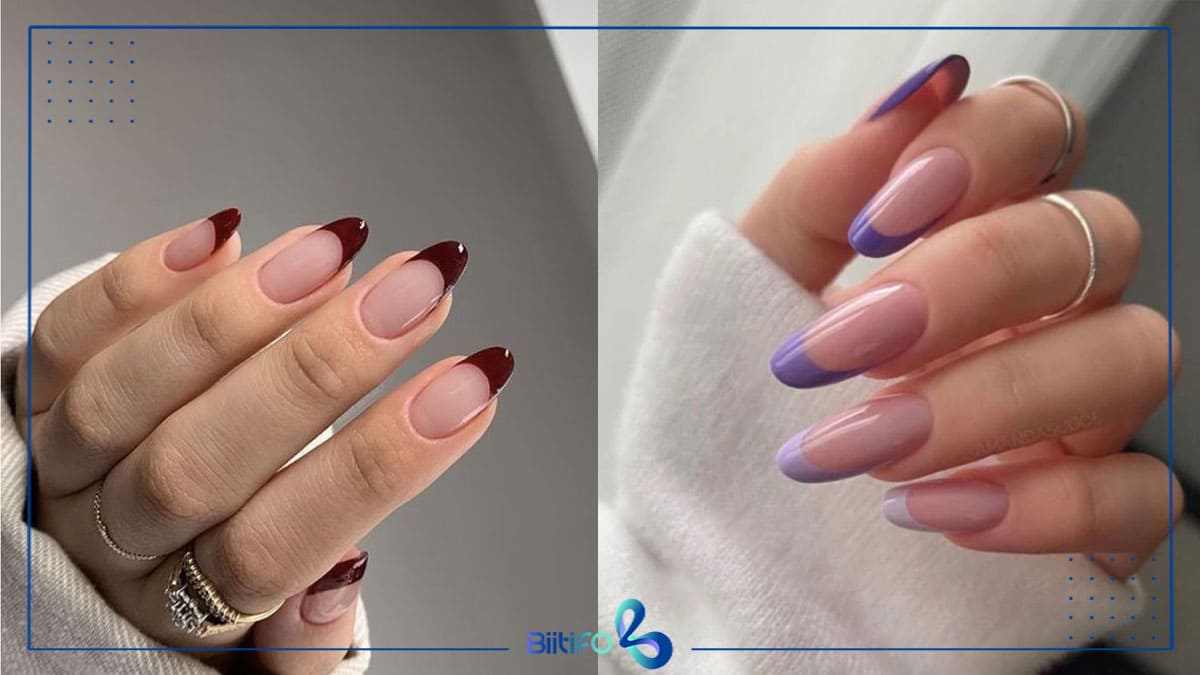 مدل ناخن فرنچ زرشکی و بنفش