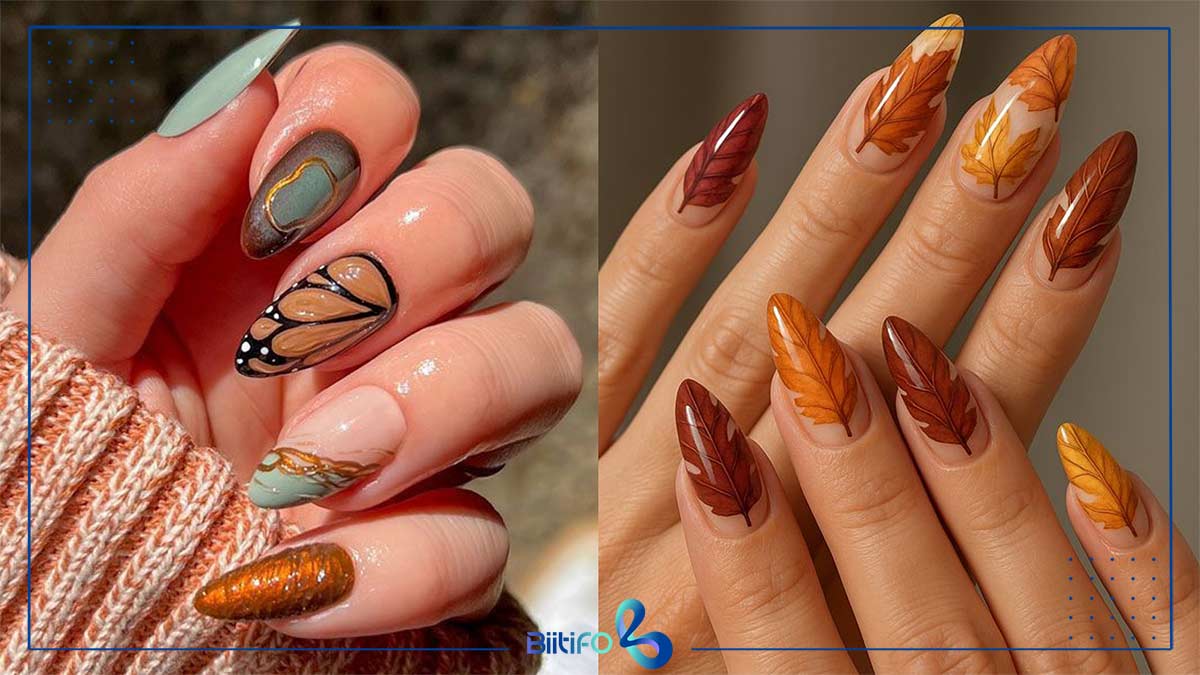 طرح ناخن پاییزی فانتزی