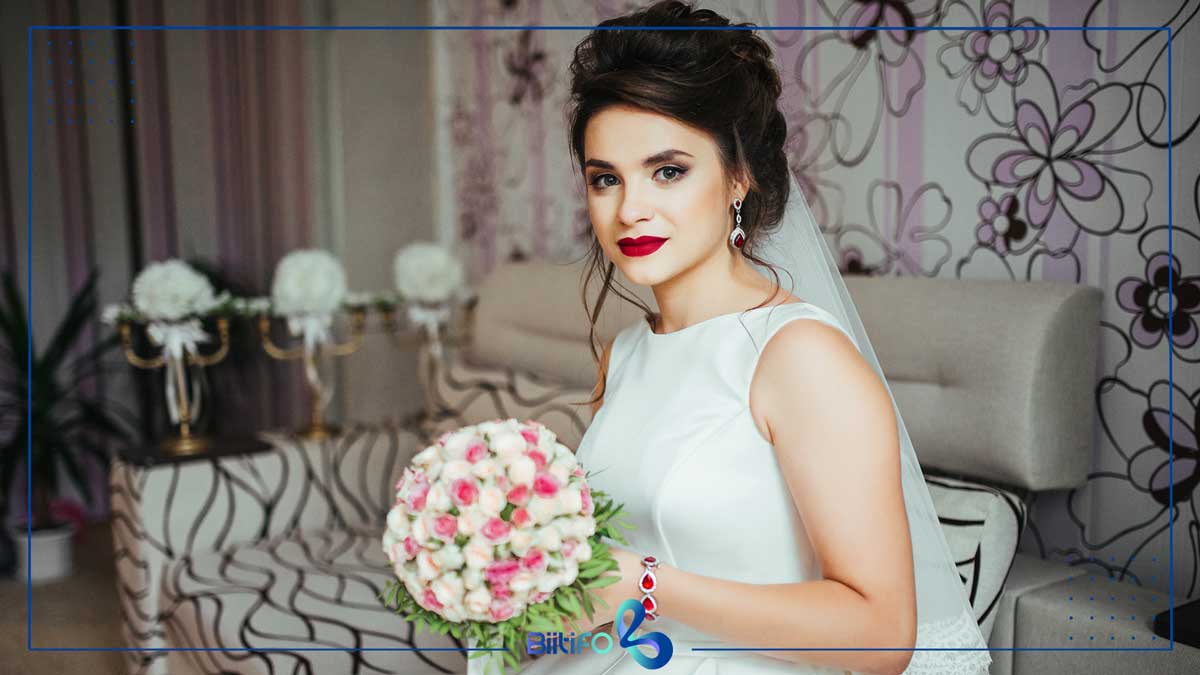 مدل میکاپ عروس با موی مشکی