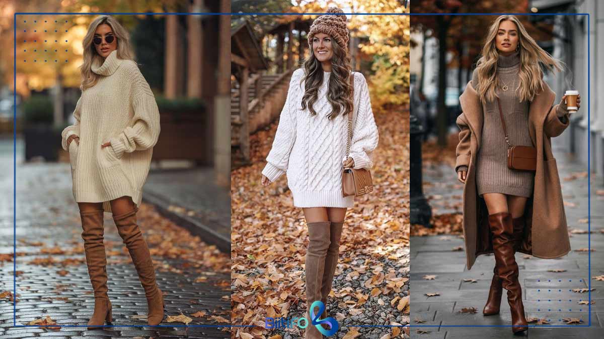 بوت‌های ساق بلند با شلوار جین اسکینی