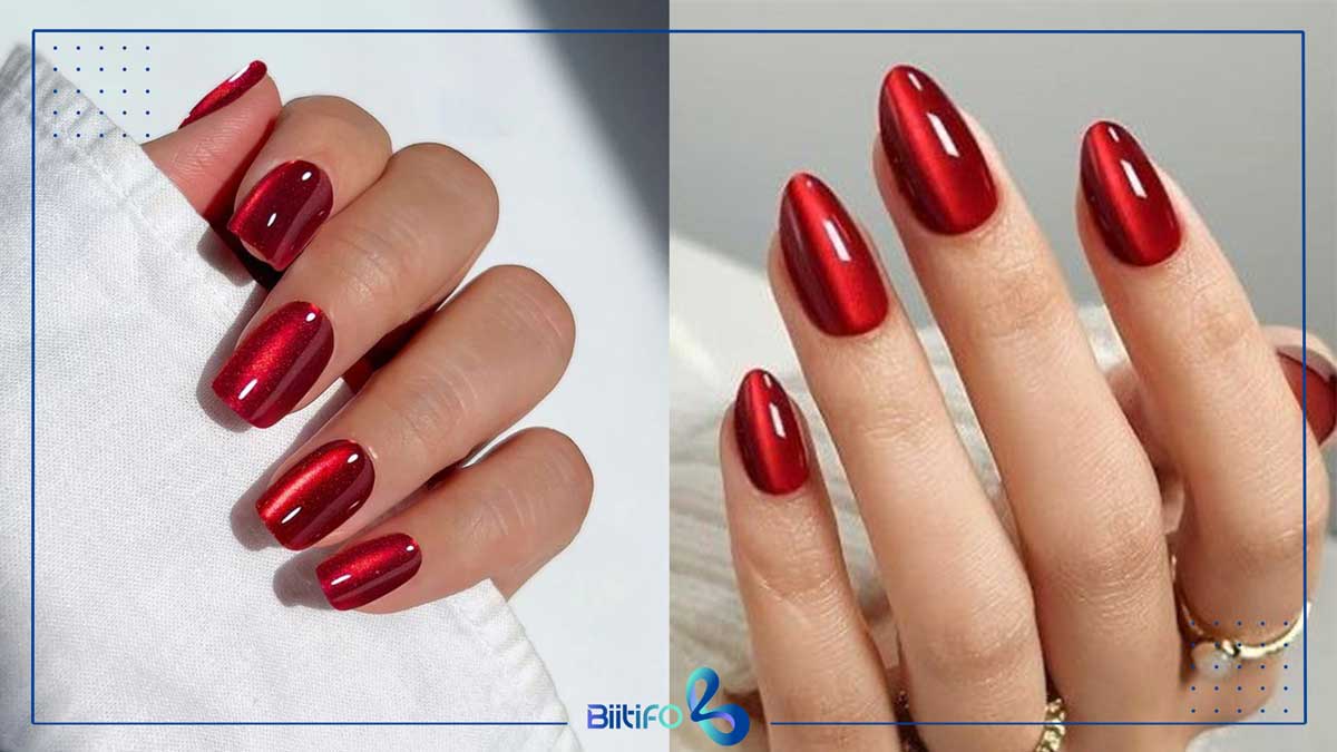 طراحی ناخن با قرمز شاین