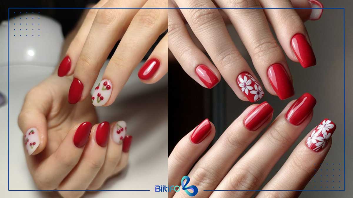 طراحی ناخن قرمز جدید