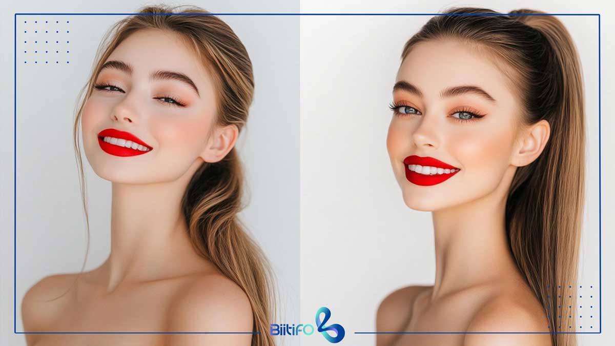 میکاپ با رژ قرمز ساده