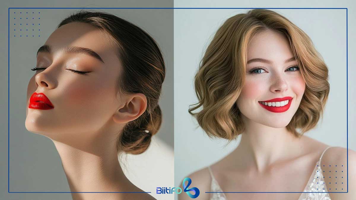 میکاپ با رژ قرمز مات
